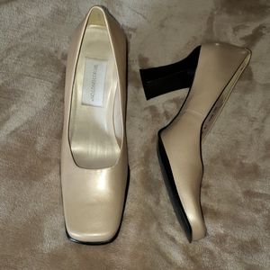 Worthington Cream Shimmer Square Toe Career Heel